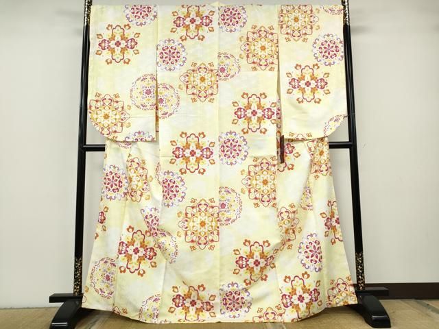 平和屋着物●小振袖　二尺袖　正倉院花文　洗える着物　未使用　CABH2785ut