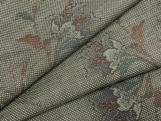 平和屋着物●本場大島紬　カタス9マルキ　草花文　正絹　逸品　未使用　AABI9350fy