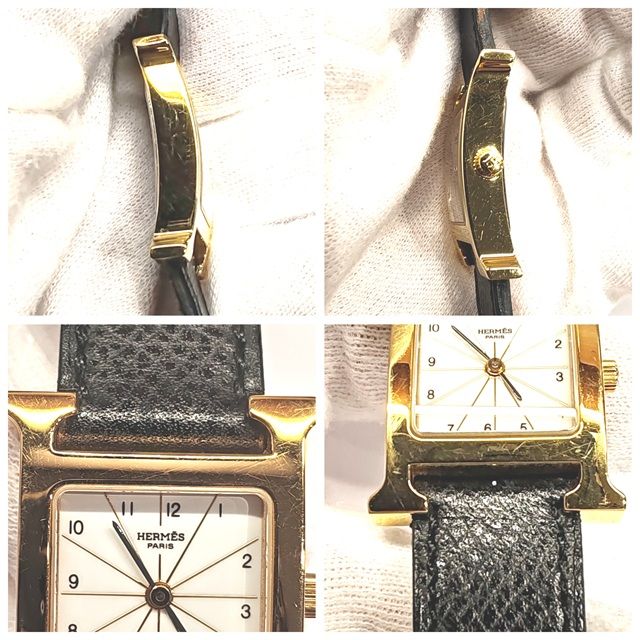 HERMES エルメス ウォッチ Hウォッチ ブラックベルト 時計 HH1.201