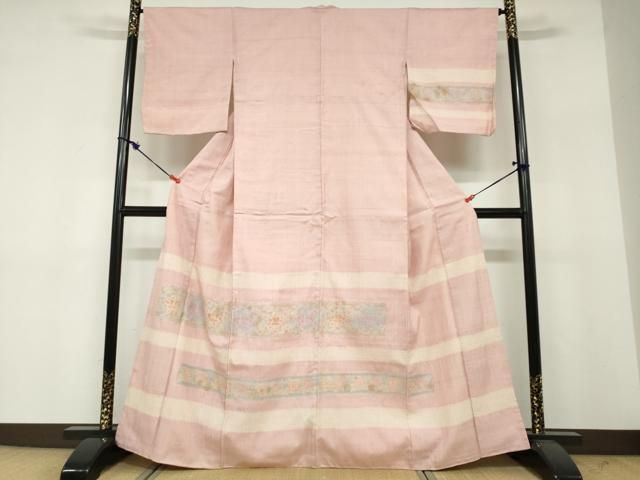 平和屋着物●中国三大刺繍　スワトウ刺繍　汕頭刺繍　訪問着　紬地　絞り　横段草花文　正絹　逸品　DABF1809ud 38,025円