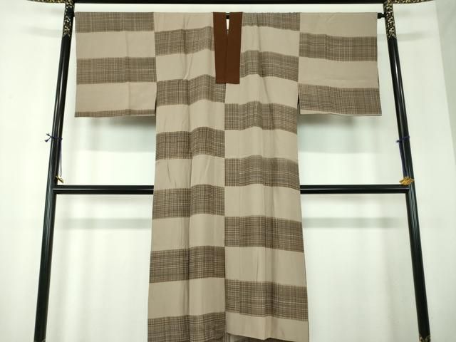 平和屋着物●男性　長襦袢　袷　市松格子　正絹　逸品　DABF7773ps