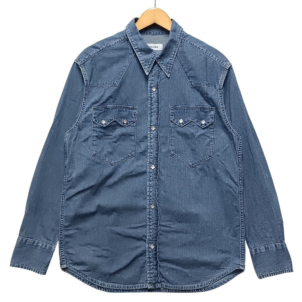 MASSES マシス DENIM SHIRT H.WASH デニムシャツ 長袖 インディゴ