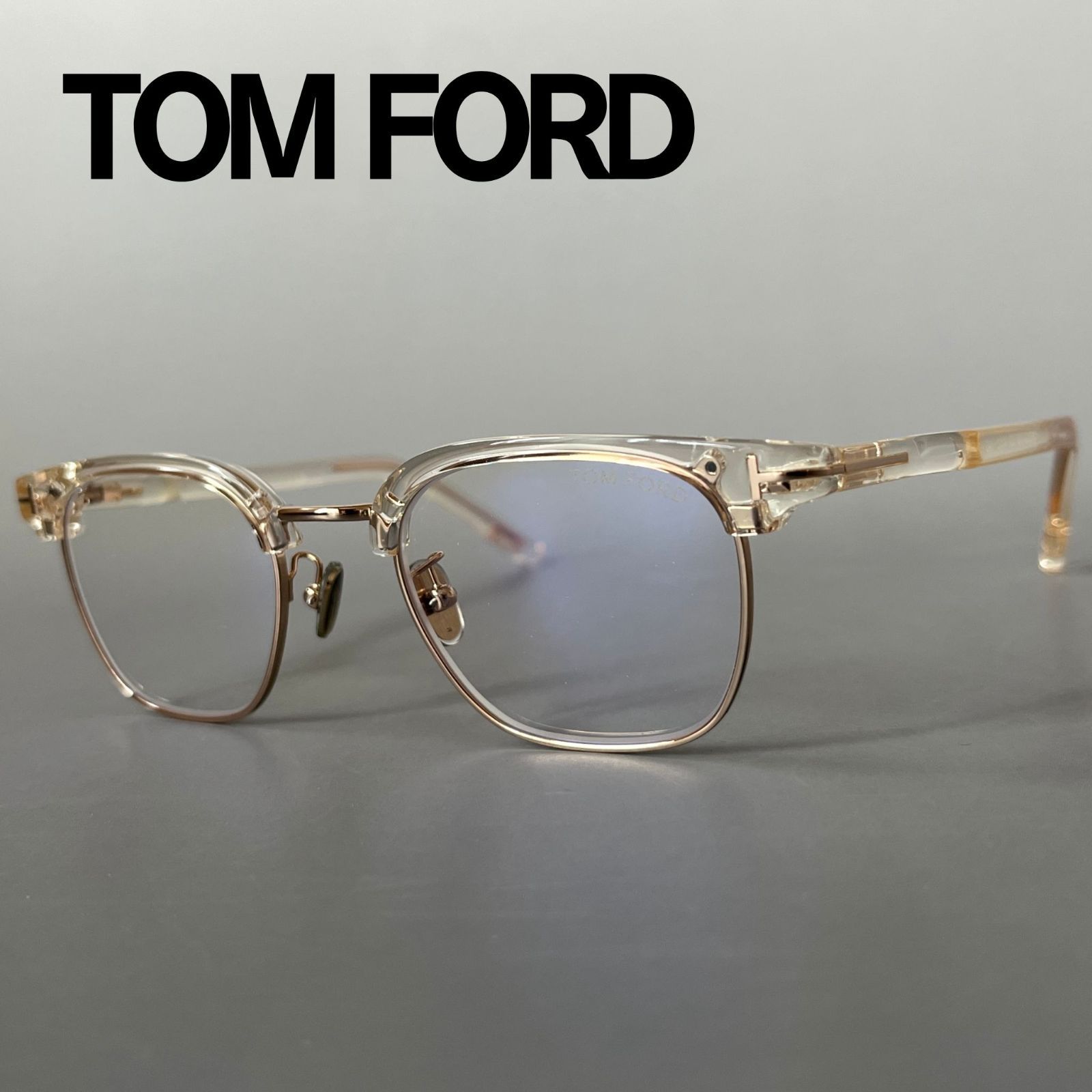 トムフォード メガネ アジアンフィット ウェリントン クリア 金 ゴールド トムフォード メガネ TOM FORD アジアンフィット ブロー 眼鏡 クリア