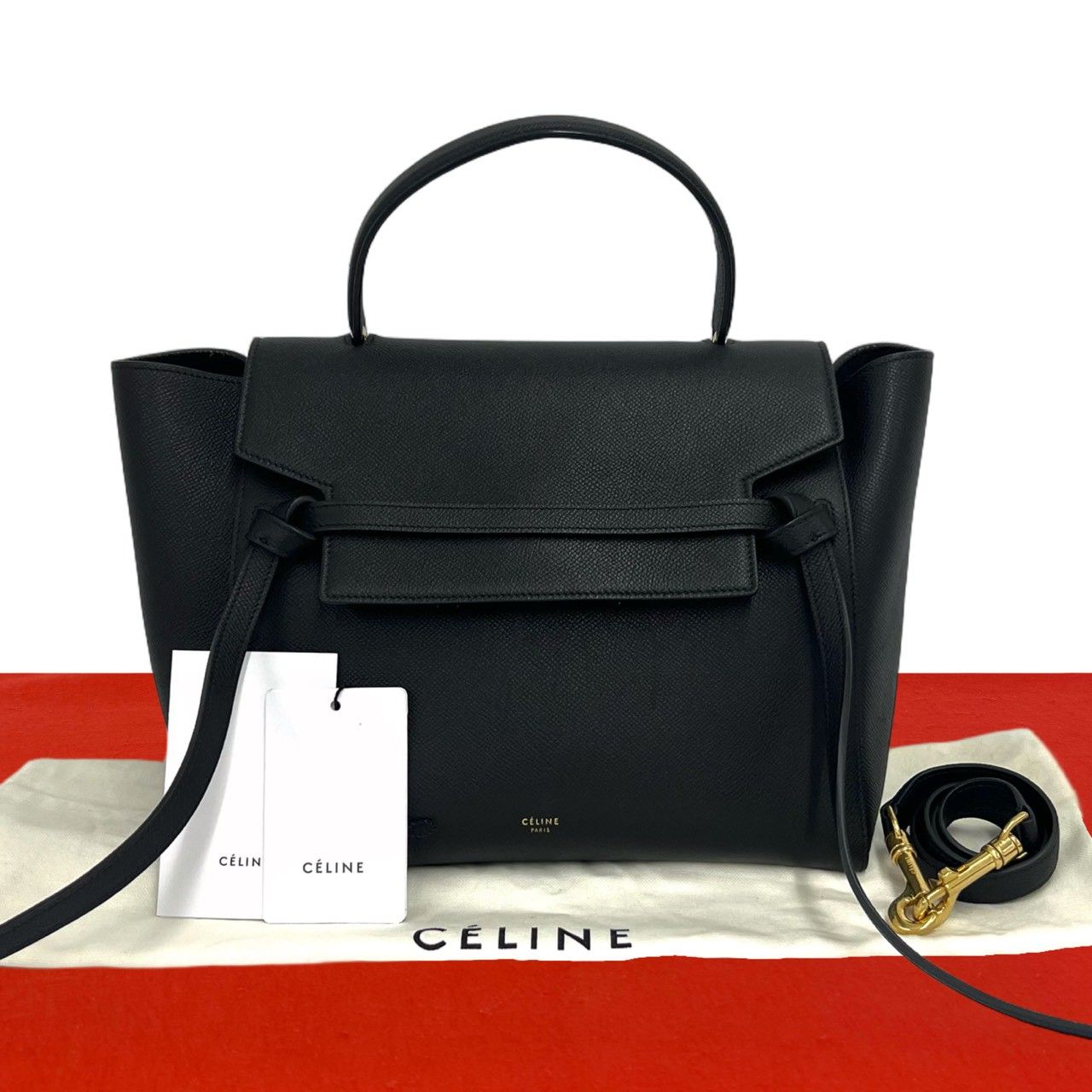 極 美品 保存袋付き CELINE セリーヌ ベルトバッグ ミニ レザー 本革