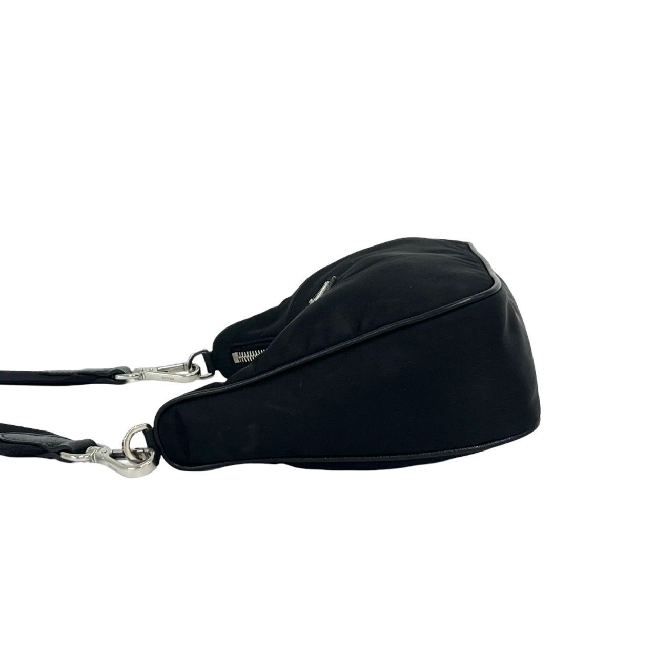 極 美品 PRADA プラダ 三角 ロゴ プレート 金具 ナイロン レザー 2way