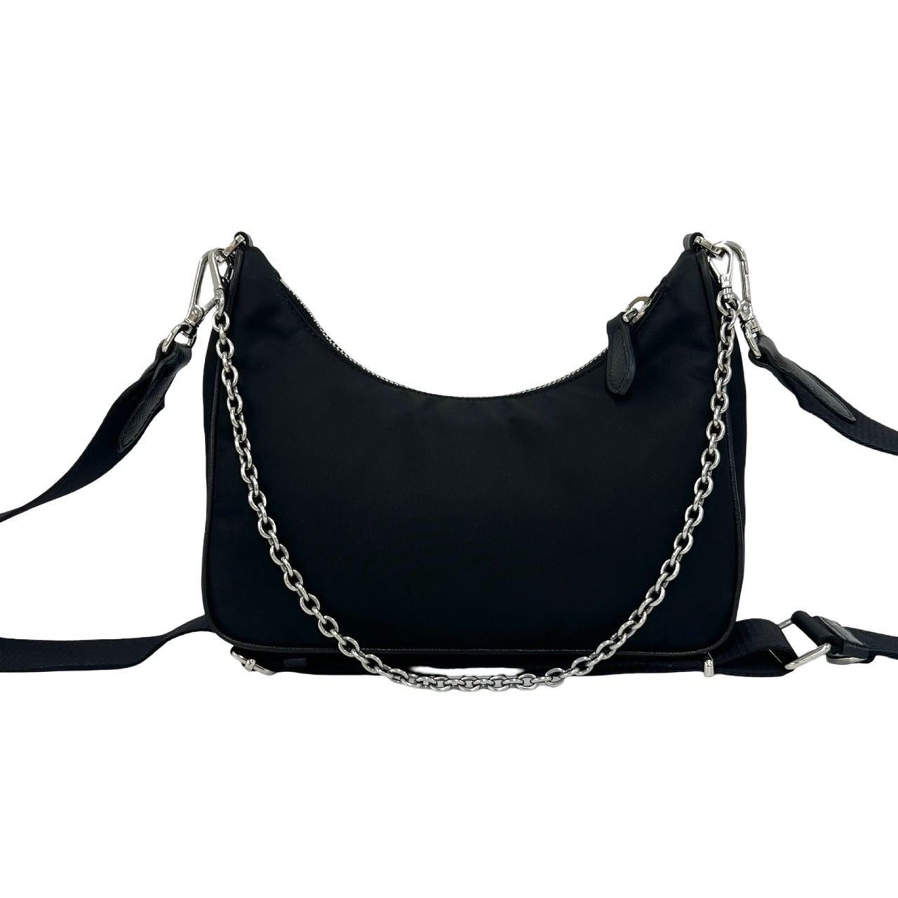 極 美品 PRADA プラダ 三角 ロゴ プレート 金具 ナイロン レザー 2way