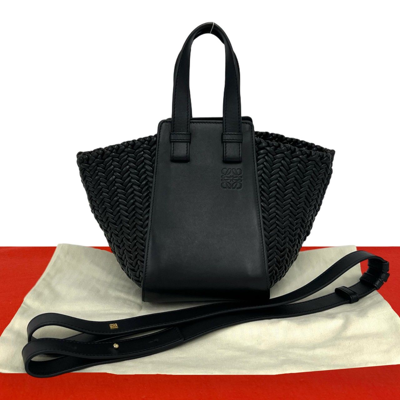 極 美品 袋付き LOEWE ロエベ ハンモック コンパクト アナグラム ロゴ 