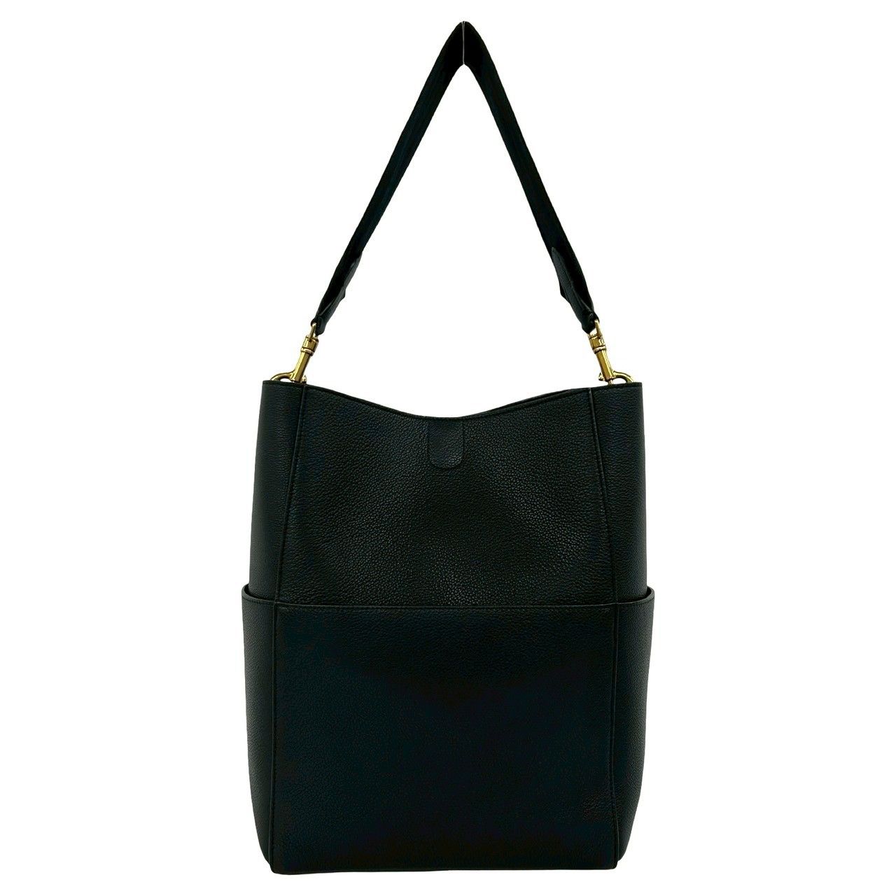 極 美品 CELINE セリーヌ サングルバケット ロゴ レザー 本革 セミ