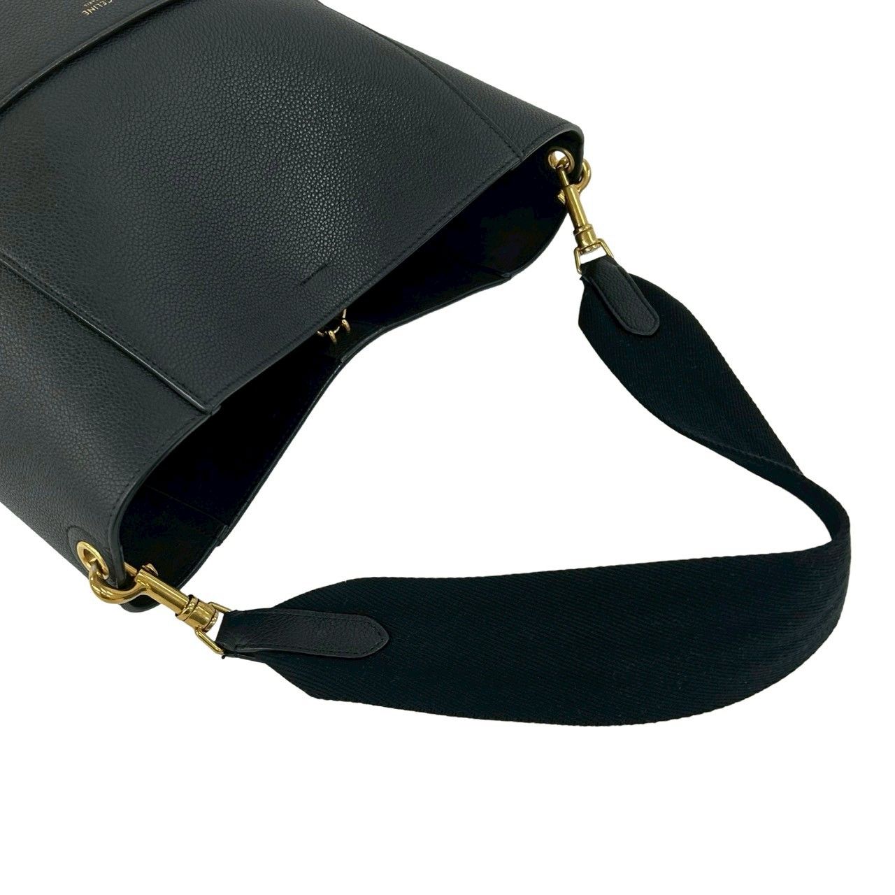 極 美品 CELINE セリーヌ サングルバケット ロゴ レザー 本革 セミ