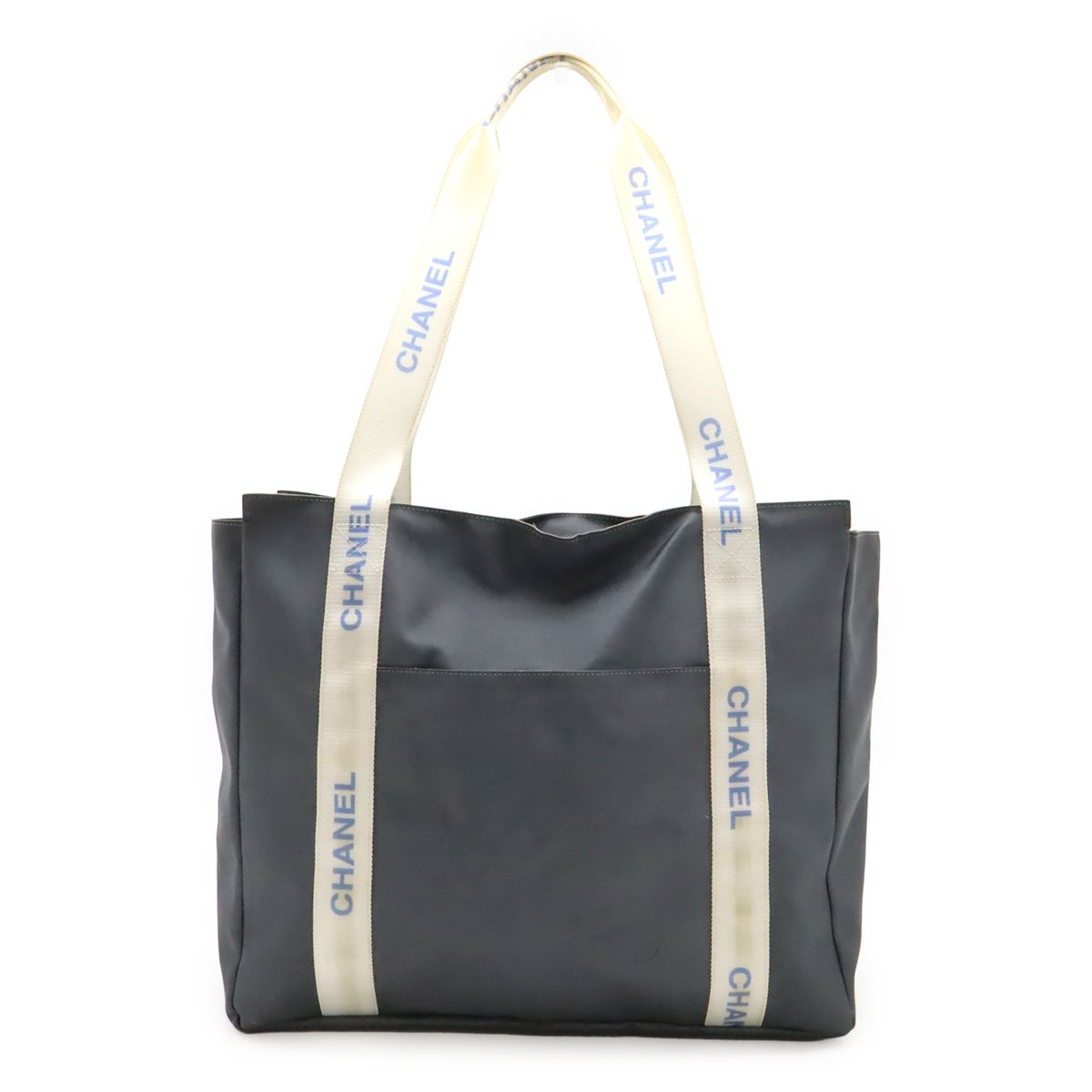 CHANEL シャネル スポーツライン ロゴ トートバッグ ラージトート ショルダーバッグ 肩掛け ナイロン グレー ホワイトCHANEL;Damages/stains