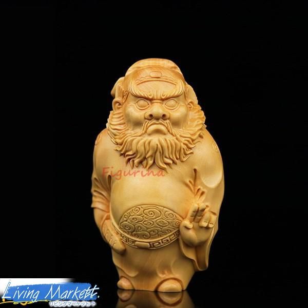 ミニチュア仏像 鍾馗様鍾馗 鎮宅聖君置物 （木製：ツゲ）＿木彫り 仏像 彫刻仏像 神像 美術品 ミニ型 仏像ワールド 黄楊 柘植 風水 CZW78P548