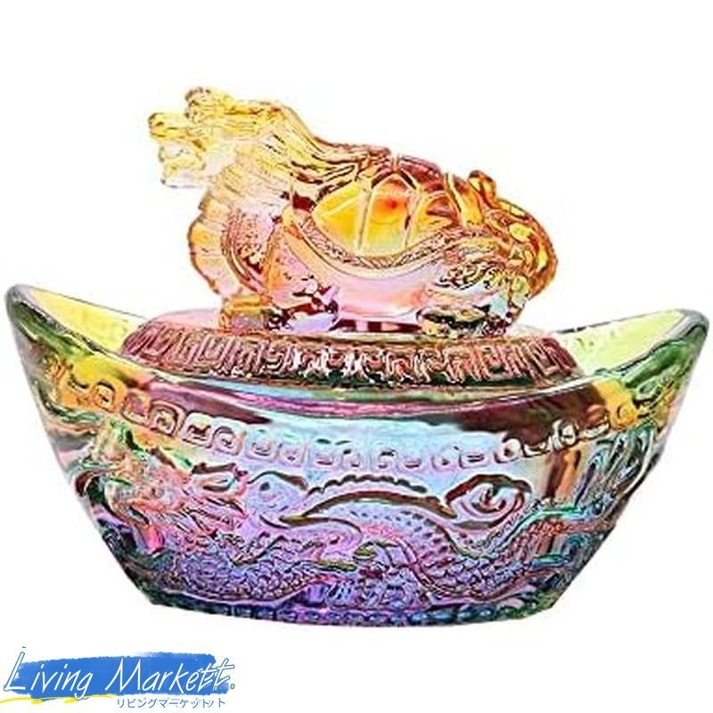 龍亀 ロングイ 元寶 黄水晶 シトリン 置物 富と幸運 元宝 風水置物