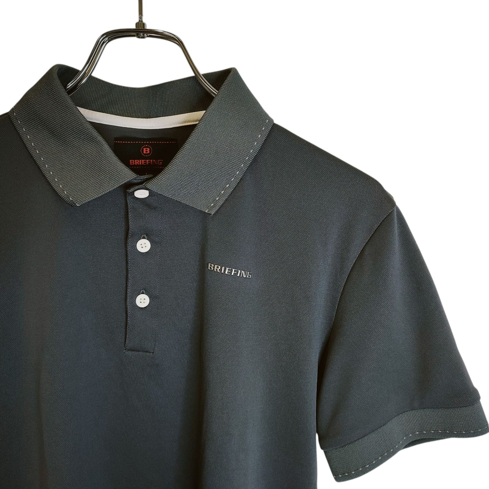 BRIEFING ポロシャツ Lサイズ グレー BRIEFING GOLF ブリーフィングゴルフ S/S POLO 半袖 ポロシャツ