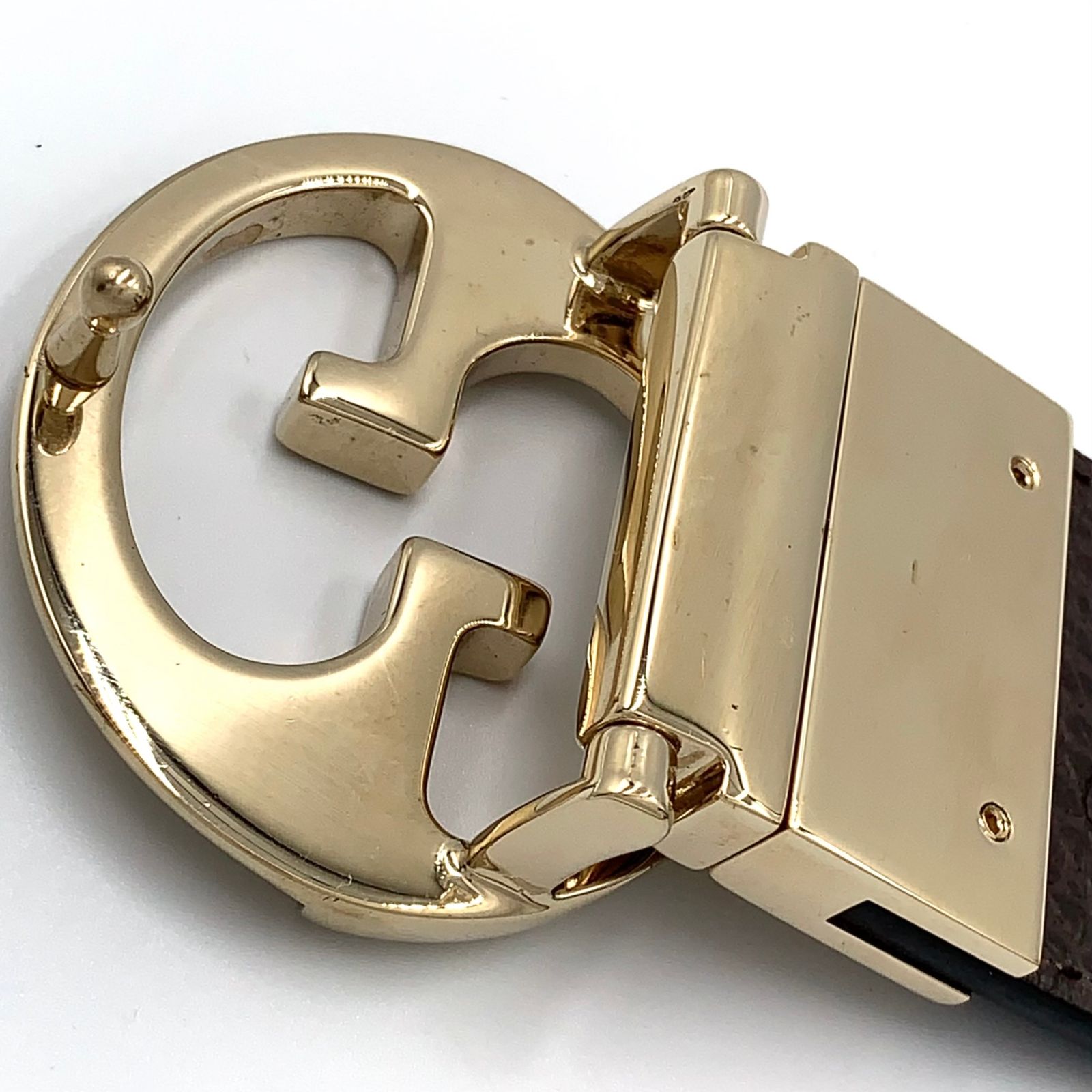 新着】GUCCI インターロッキングG レザー ブラック ベルト ゴールド