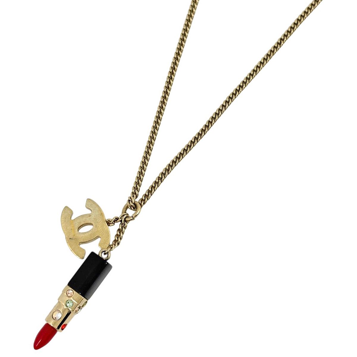 シャネル CHANEL ココマーク ラインストーン ネックレス リップ GP ゴールド レディース 【中古】 40,820円