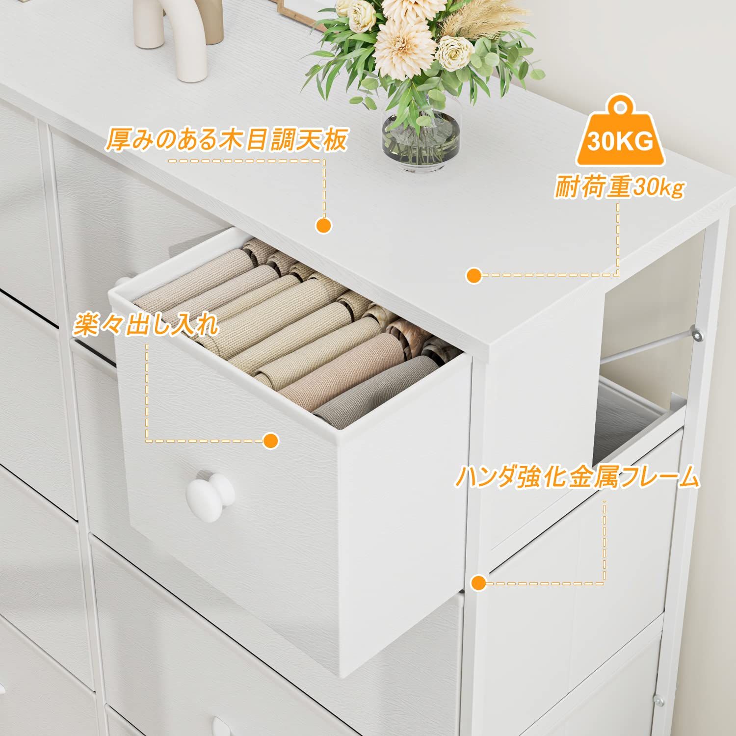 特価 木製天板 衣類収納 組立簡単 衣類・キッズ・ベイビー用ワイド 