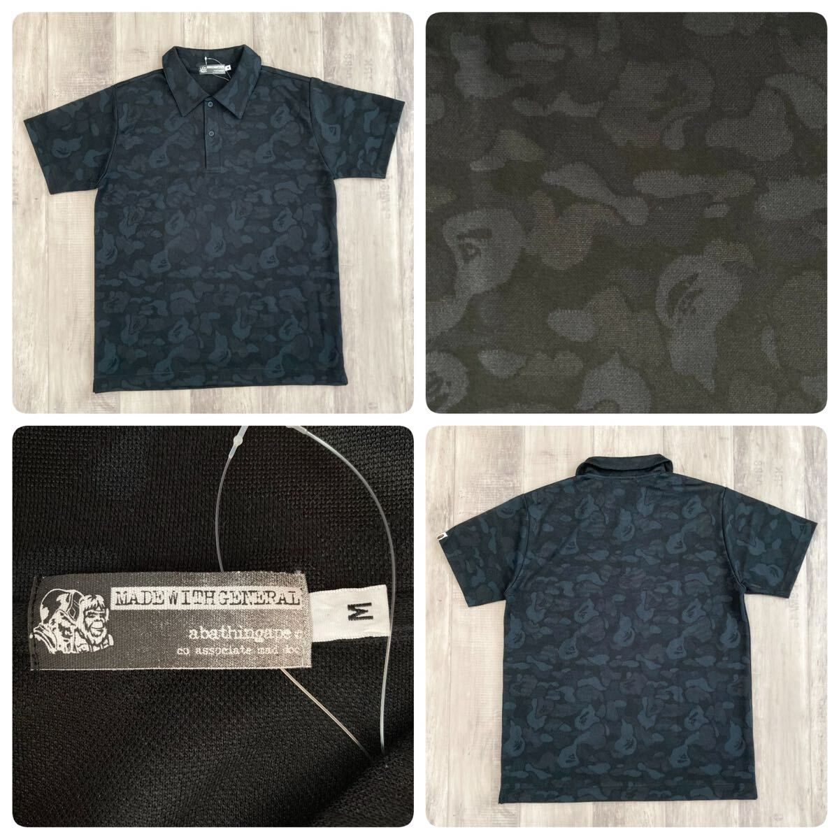 ★新品★ 初期 ジャガードカモ ポロシャツ Mサイズ a bathing ape BAPE CAMO エイプ ベイプ アベイシングエイプ 迷彩 NIGO y7846