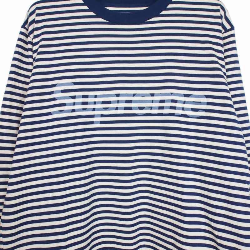 シュプリーム SUPREME 15AW Striped Logo L/S Top ストライプ ロゴ