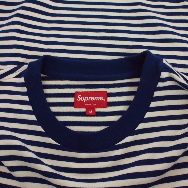 シュプリーム SUPREME 15AW Striped Logo L/S Top ストライプ ロゴ