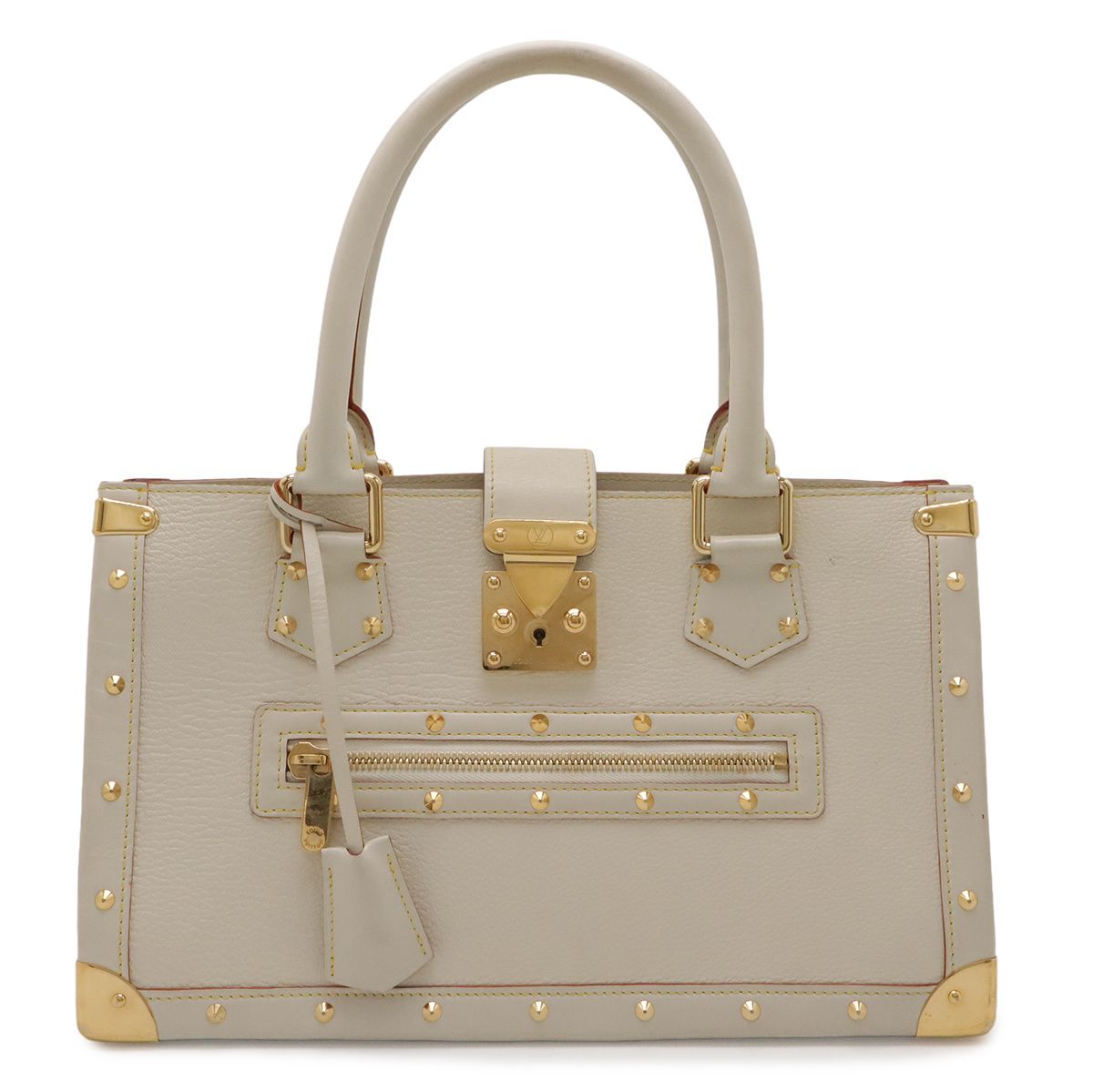 LOUIS VUITTON ルイ ヴィトン スハリ ファビュロー トートバッグ ハンドバッグ スタッズ レザー ブロン ホワイト系 M91815
