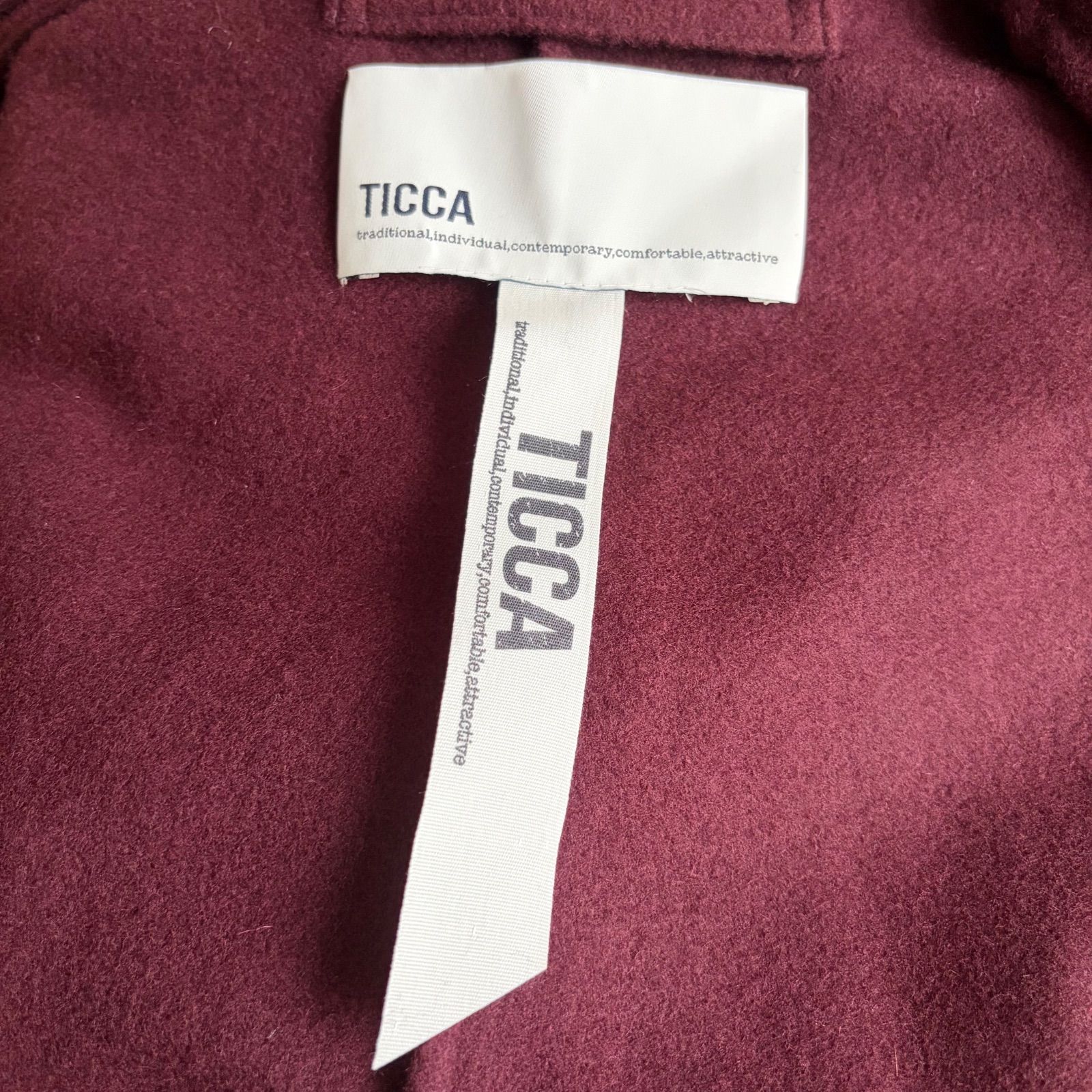 ティッカ TICCA ガウンコート チェスターコート ロングコート ボルドー