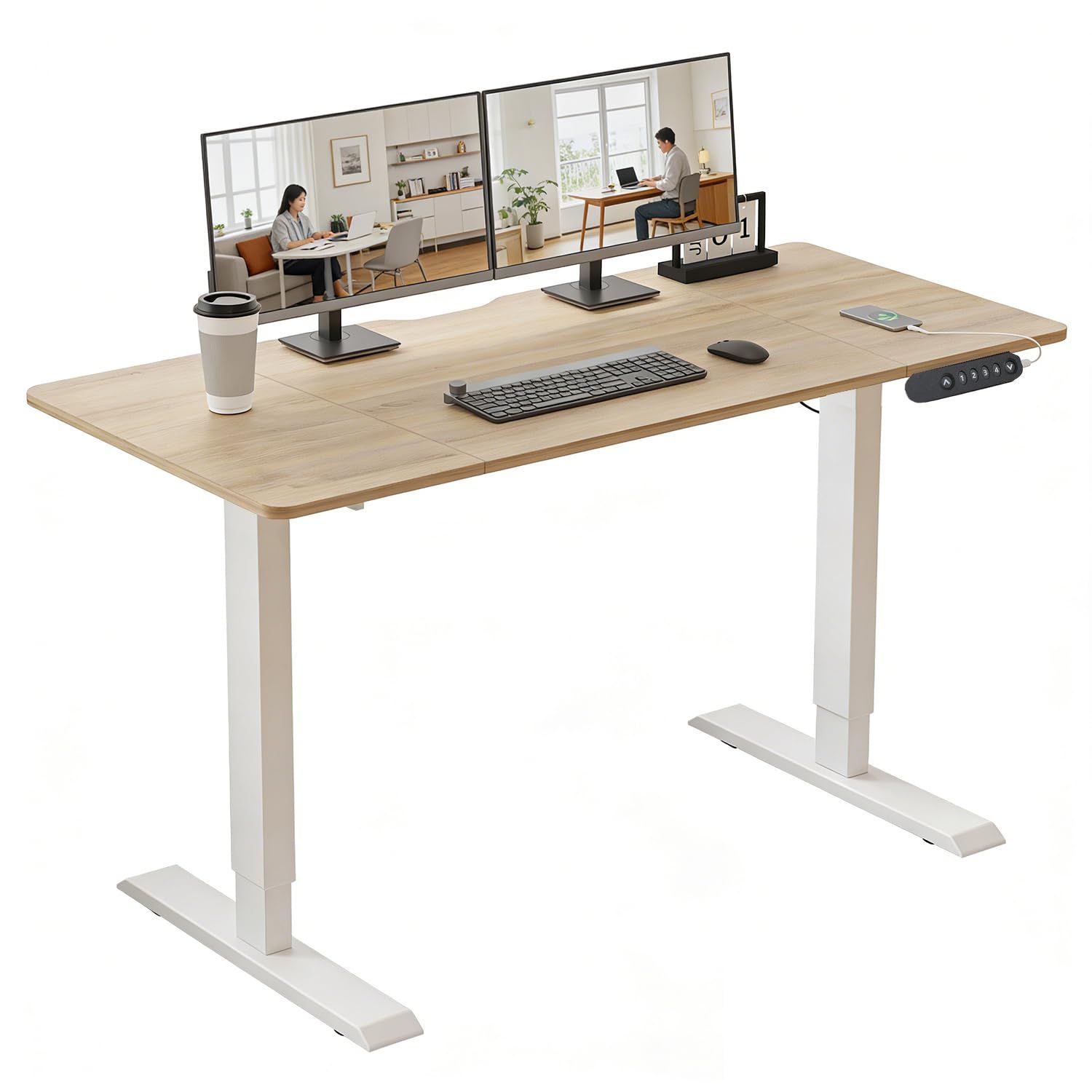 スタンディングデスク 昇降デスク Radlove 電動昇降式パソコンデスク 幅140cm*奥行60cm ゲーミングデスク 机 高さ 69~115CM メモリー機能付き オフィス ワークテーブル 食事 学習/オフィス 勉強机 耐荷重80㎏ (木目色) 9,840円