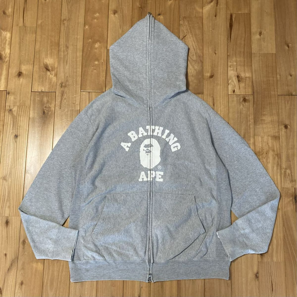 Mad Face カレッジロゴ フルジップ パーカー Lサイズ グレー a bathing