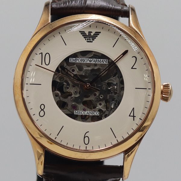 エンポリオアルマーニ 箱付 AR-1920 AT/自動巻 ホワイト文字盤 スケルトン メンズ腕時計 8457000 6YBY NAM ABC25655