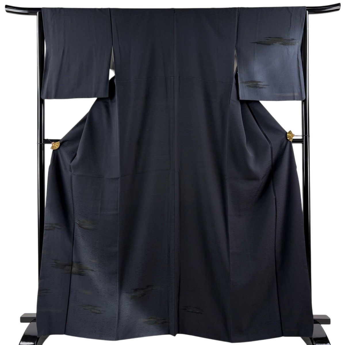 【美品】 付下げ 身丈167cm 裄丈65.5cm M 袷 霞ぼかし 地紋 墨色 正絹 秀品 【中古】