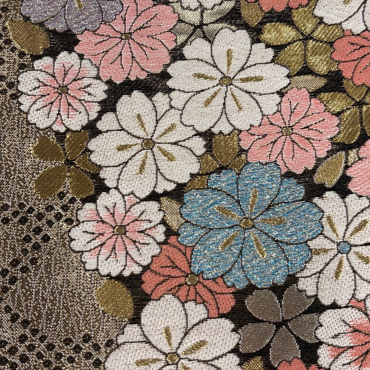 美品】 袋帯 秀品 桜 籠目 金糸 箔 金色 六通 正絹 【中古】 - メルカリ