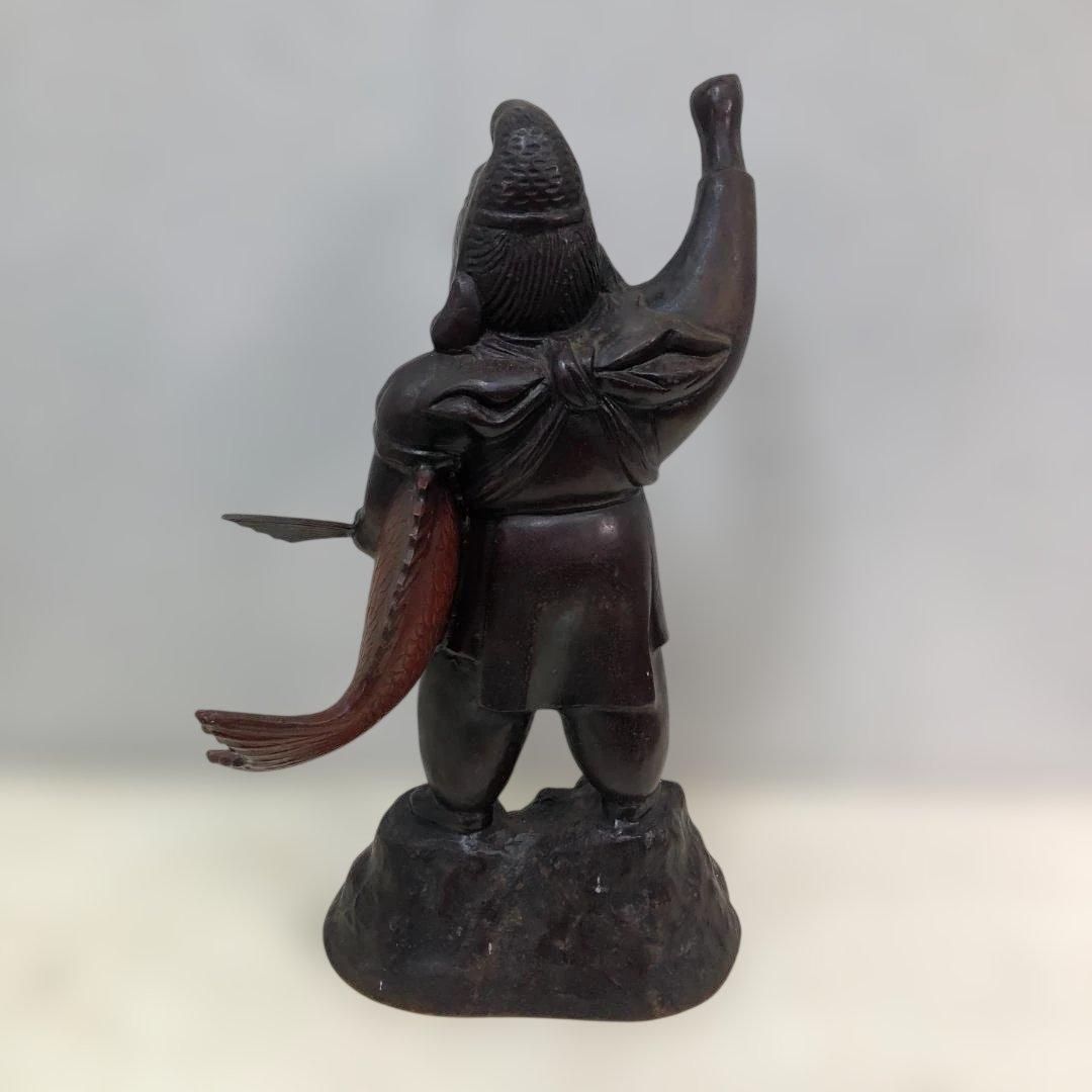 恵比寿像 鯛 七福神 縁起物 大型置物 鉄製 恵比寿様 釣り竿 和風