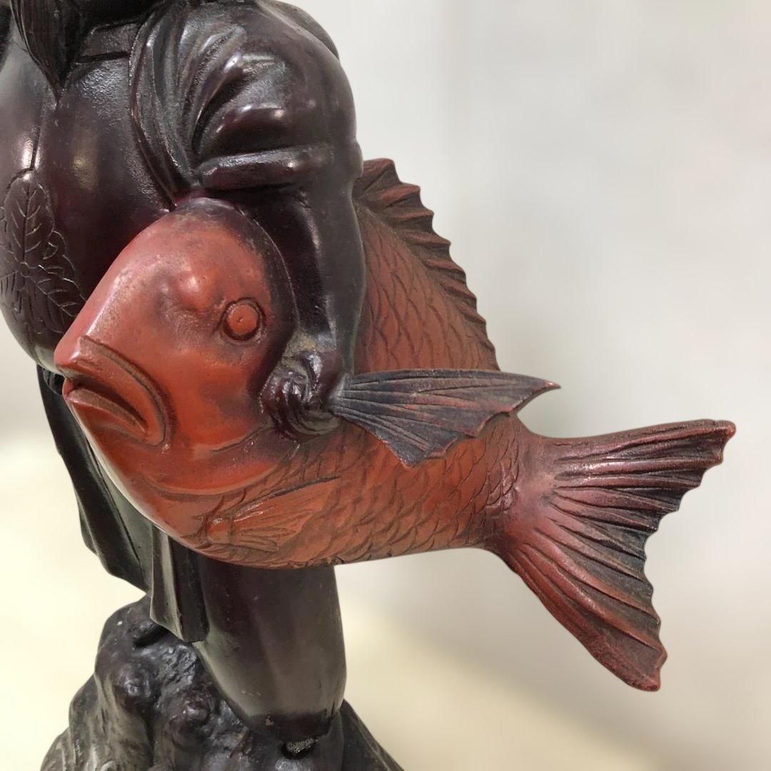 恵比寿像 鯛 七福神 縁起物 大型置物 鉄製 恵比寿様 釣り竿 和風