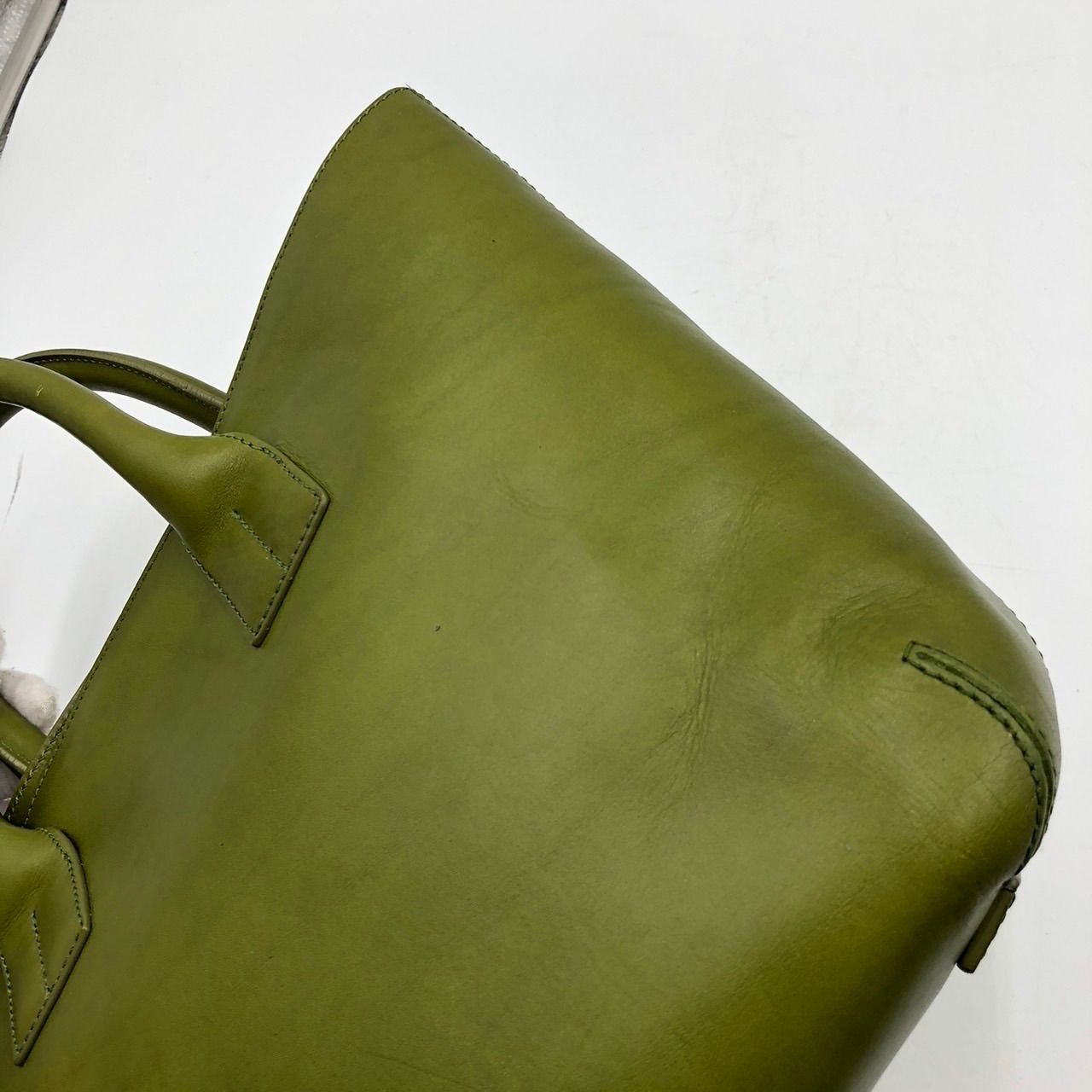 HIROFU ヒロフ トートバッグ ハンドバッグ レザー グリーン 緑 Hロゴ