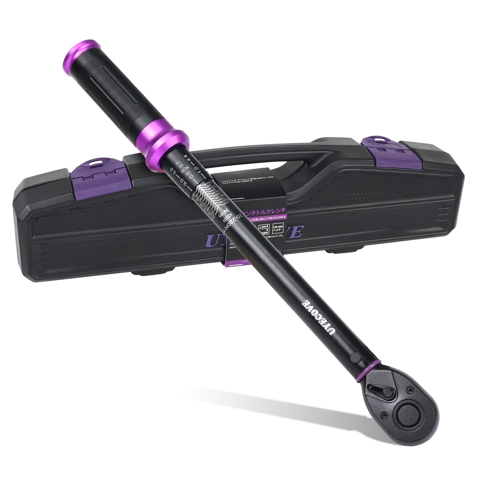 N★トルクレンチ 車 プレセット型 差込角12.7 mm (1/2インチ) 20-220N.m タイヤ交換 高精度 ±3％ ダブル目盛り 左右回転 短い 72ギア 5°送り角 快速着脱 小型 携帯 手動 機械式 読みやすい 簡易 軽量 校正証 6f8e9a8b