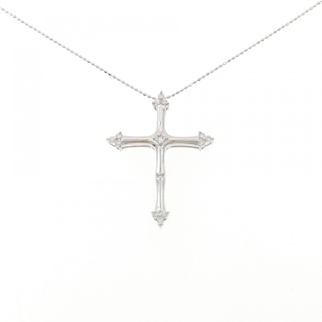 K18WG クロス ダイヤモンド ネックレス 0.30CT