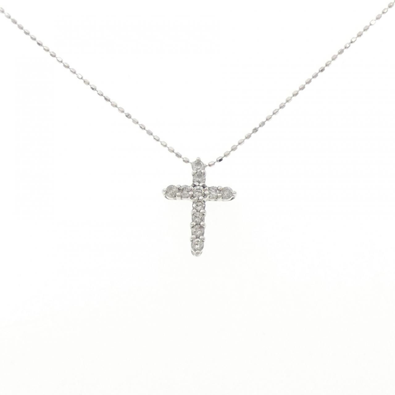 K18WG クロス ダイヤモンド ネックレス 0.30CT