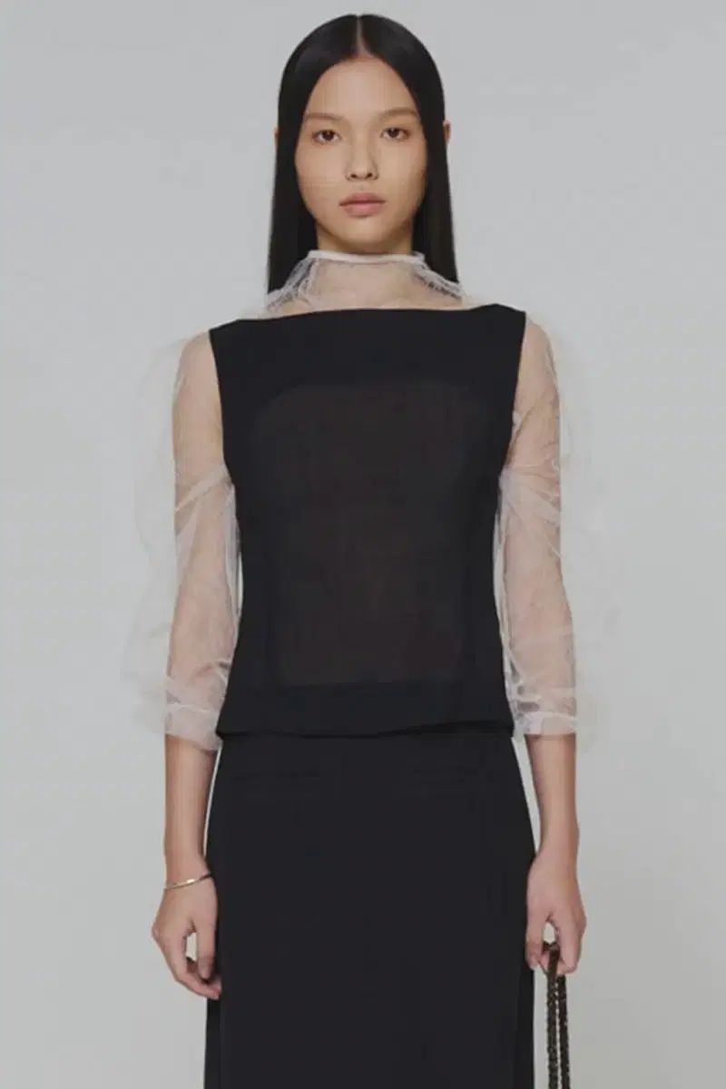 (新品) AMOMENTO アモーメント SHEER SCOOP NECK TWO WAY VEST