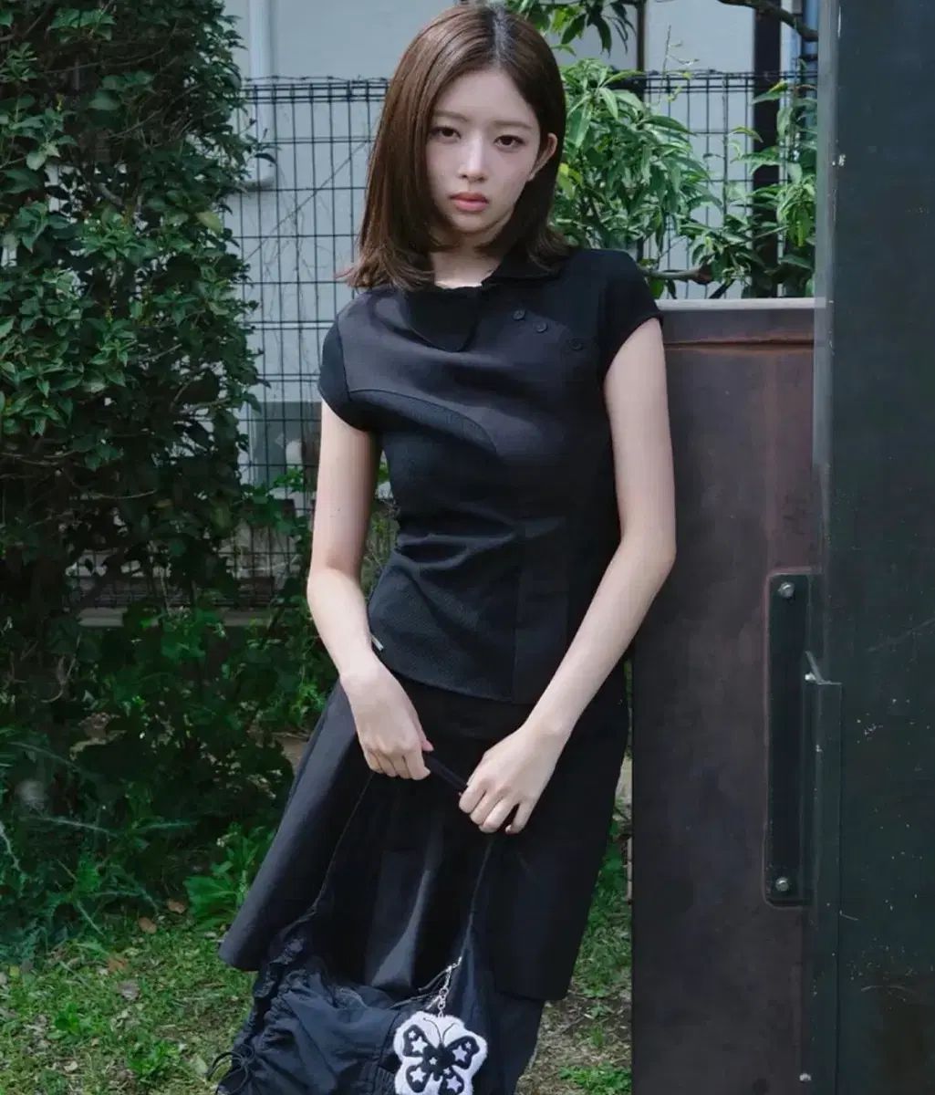 ミセキSEOUL ソウル Diagonal placket layered shirt ブラック