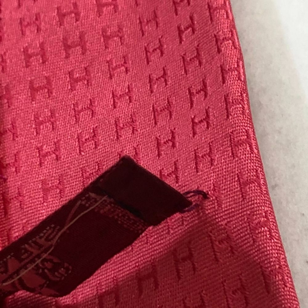 04w7440∞※【中古】 HERMES エルメス ネクタイ H織り ファソネ ピンク