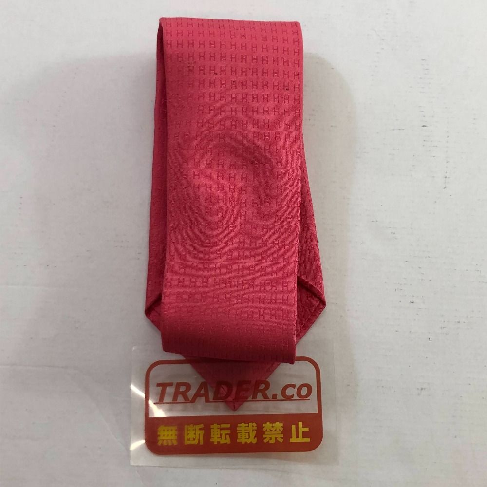 04w7440∞※【中古】 HERMES エルメス ネクタイ H織り ファソネ ピンク
