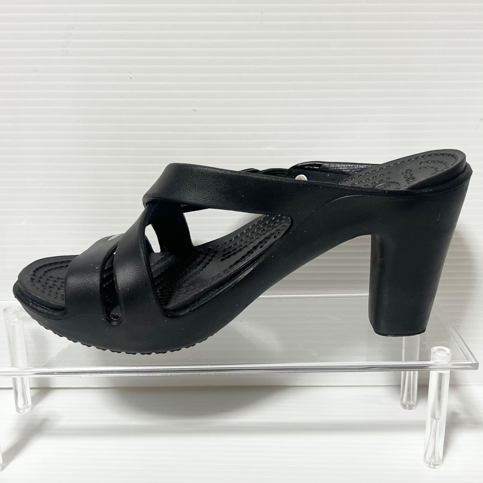 crocs】クロックス サイプラス ヒールサンダル W7 ブラック 24cm 約8cm
