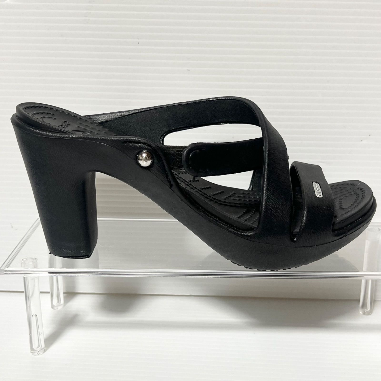crocs】クロックス サイプラス ヒールサンダル W7 ブラック 24cm 約8cm