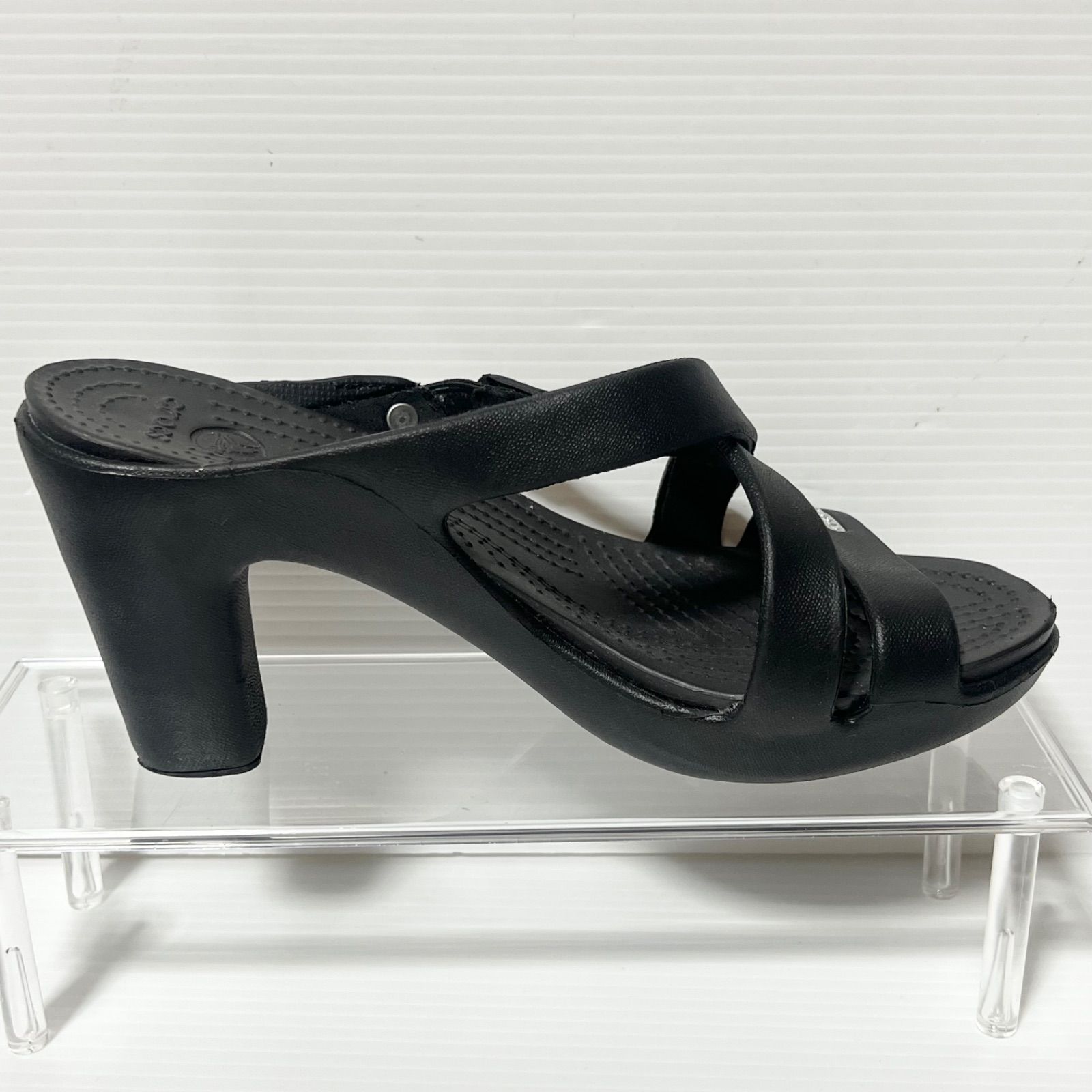 crocs】クロックス サイプラス ヒールサンダル W7 ブラック 24cm 約8cm