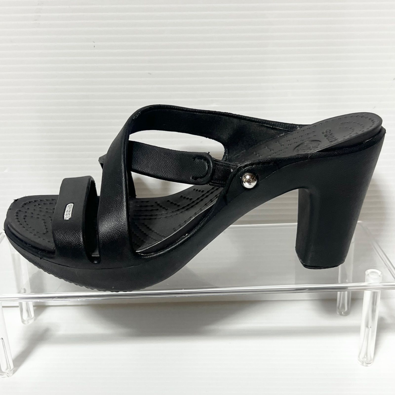 crocs】クロックス サイプラス ヒールサンダル W7 ブラック 24cm 約8cm
