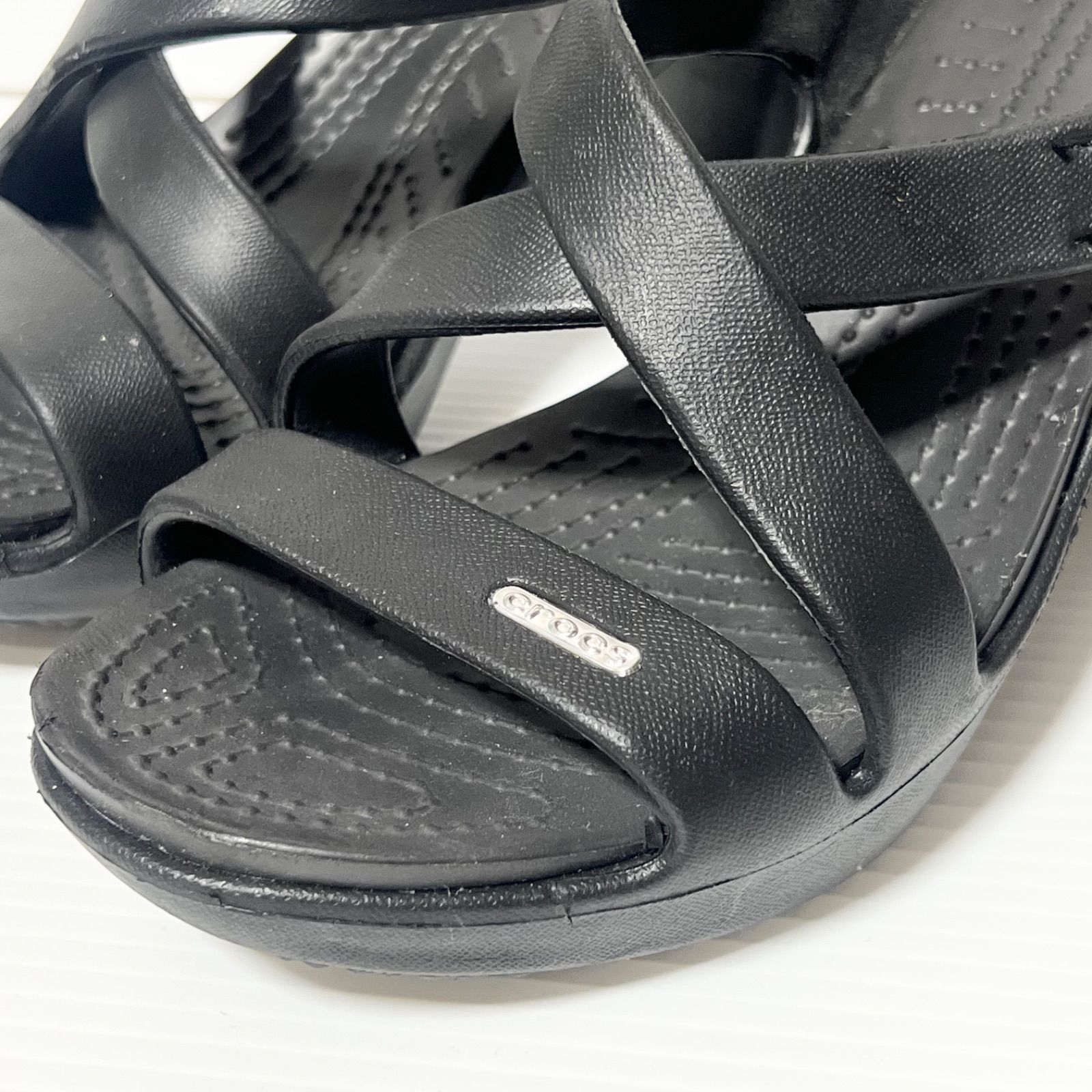 crocs】クロックス サイプラス ヒールサンダル W7 ブラック 24cm 約8cm