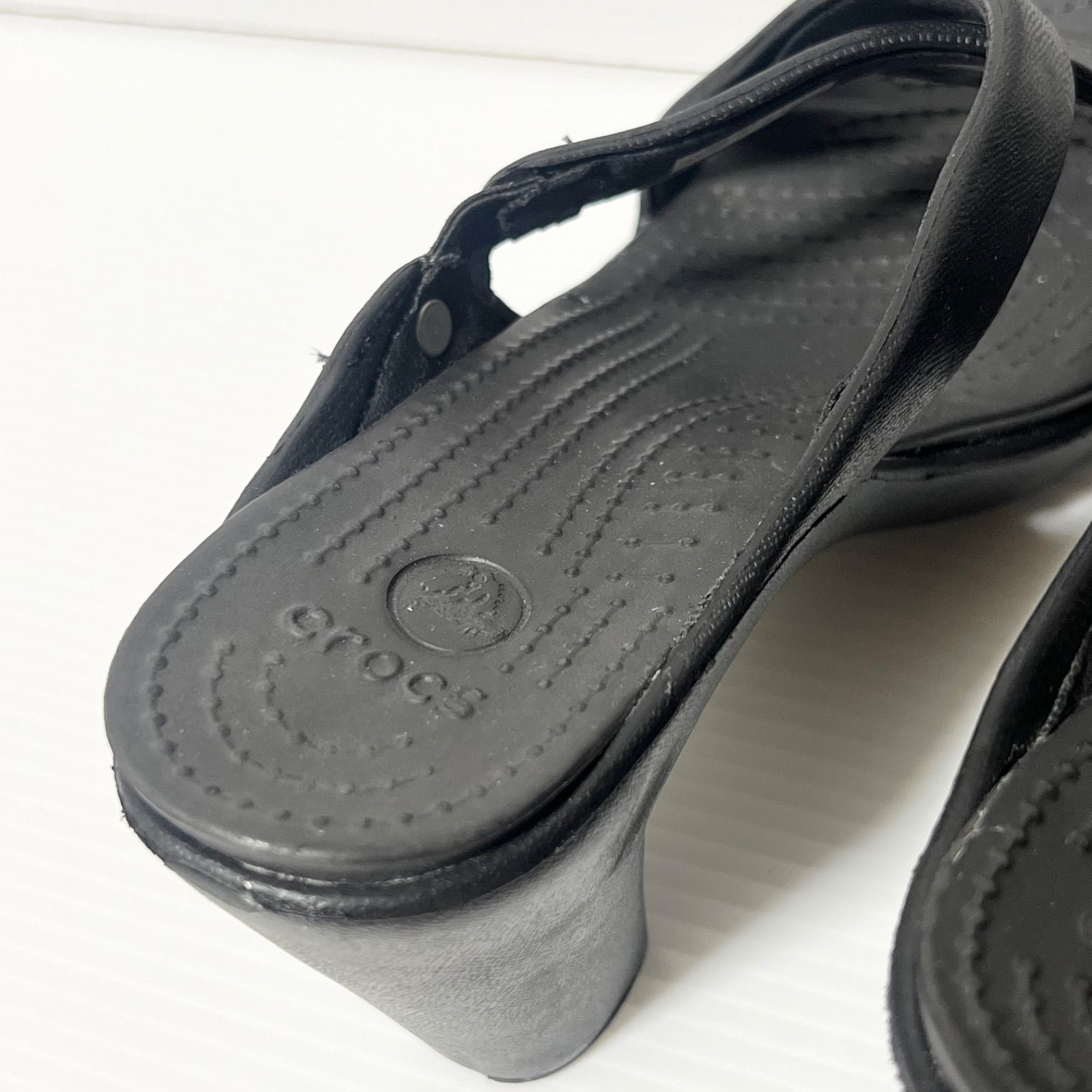 crocs】クロックス サイプラス ヒールサンダル W7 ブラック 24cm 約8cm