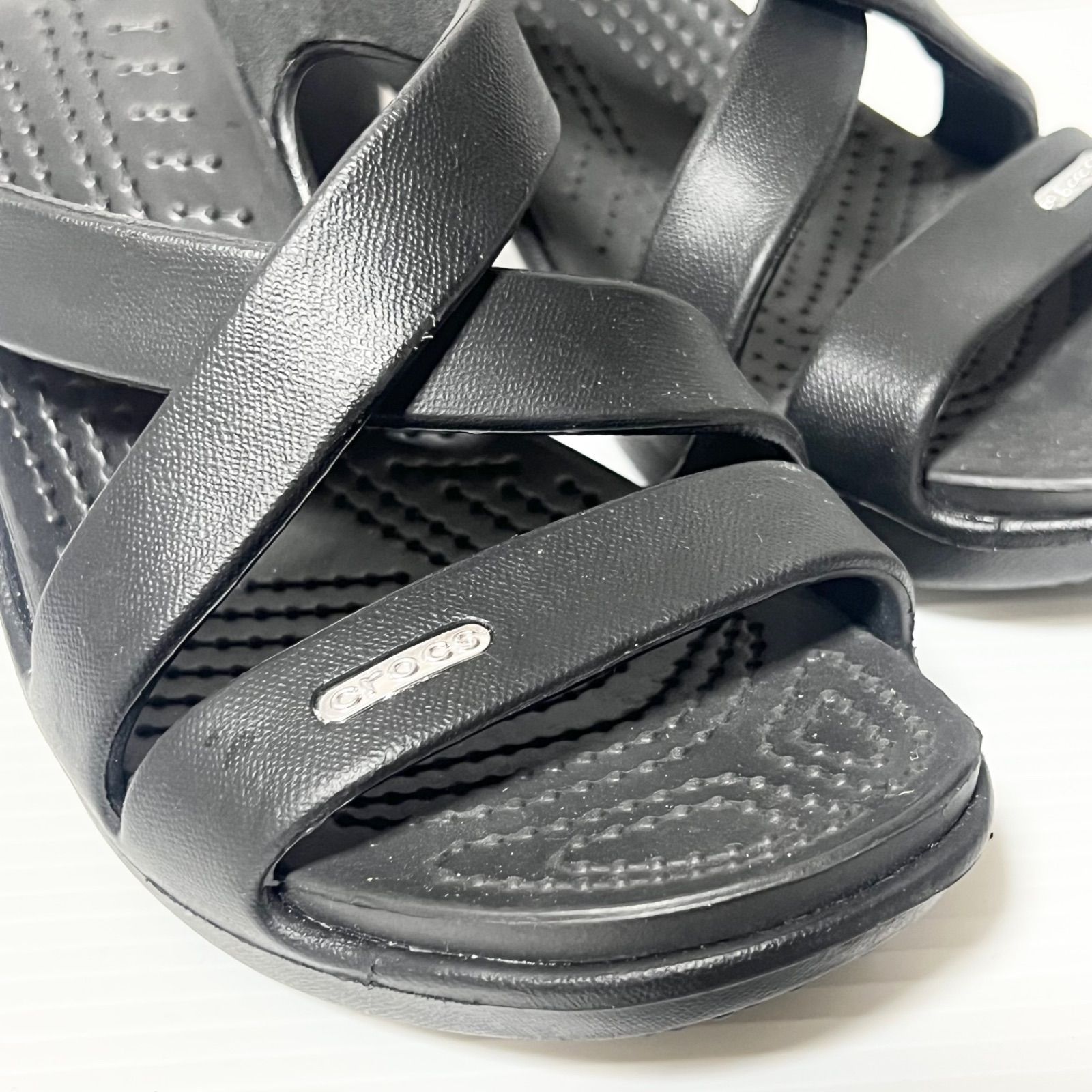 crocs】クロックス サイプラス ヒールサンダル W7 ブラック 24cm 約8cm