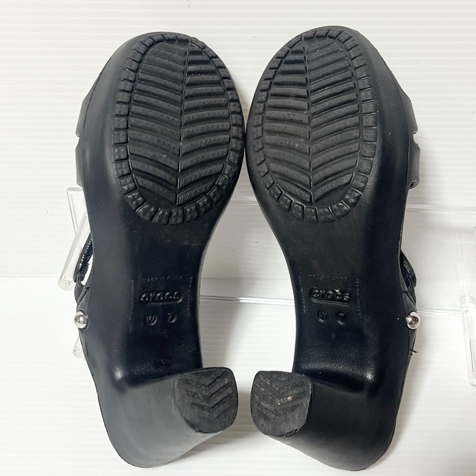 crocs】クロックス サイプラス ヒールサンダル W7 ブラック 24cm 約8cm