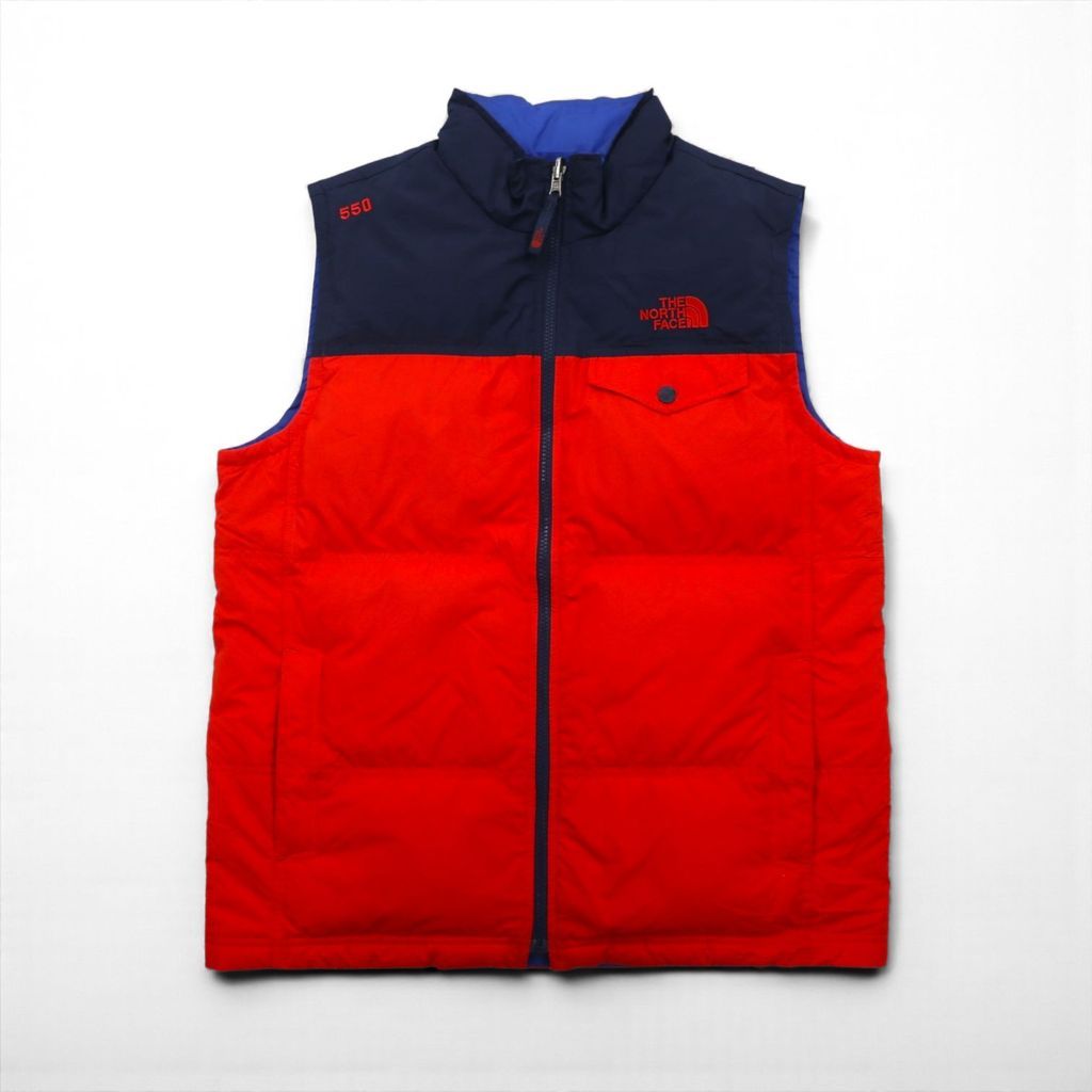 THE NORTH FACE 550フィルパワー ダウン ベスト L レッド バイカラー