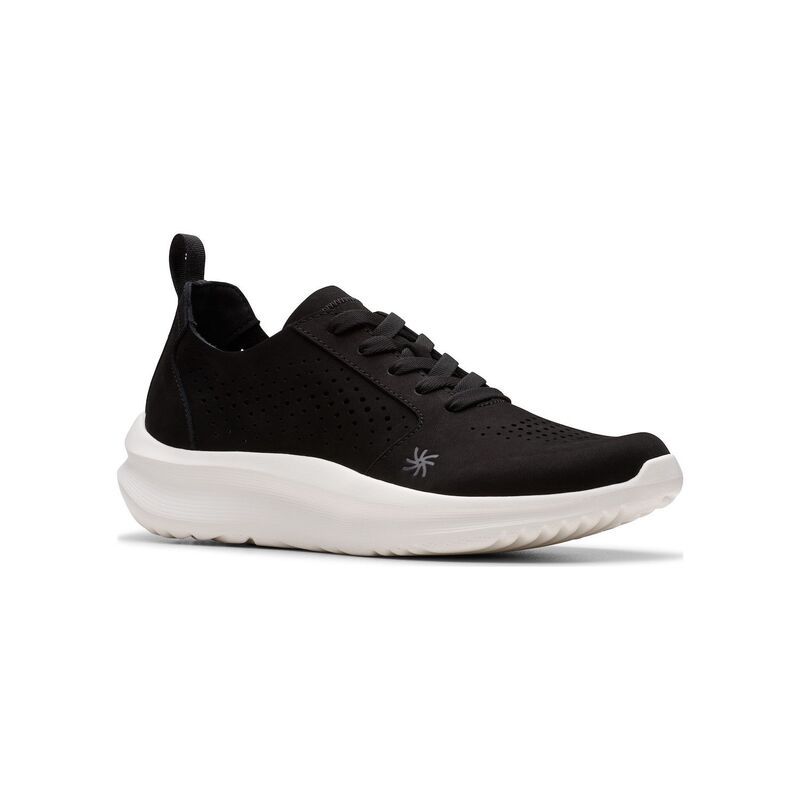 クラークス レディース シューズ スニーカー レース Clarks Cloudsteppersolevana Womens LaceUp Casual Shoes Black Nubuck ブラック